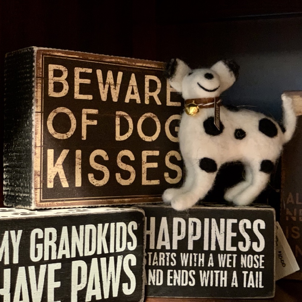 dog themed wood signs and dalmation ornament