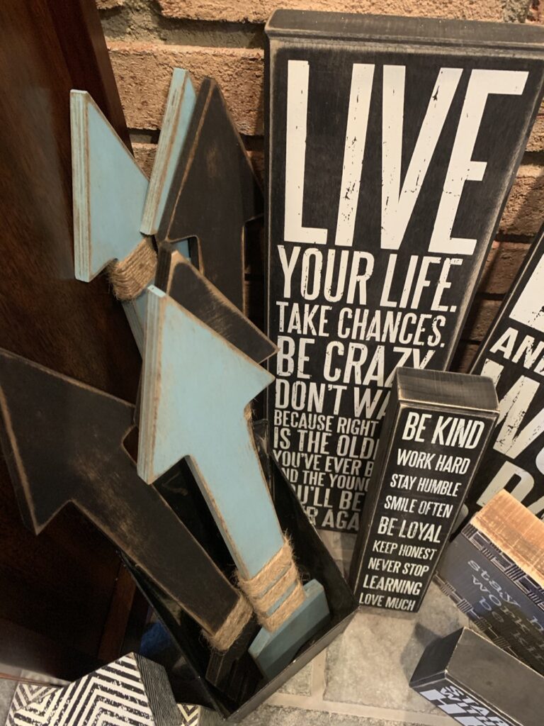inspirational wood signs and wooden arrow wall decor