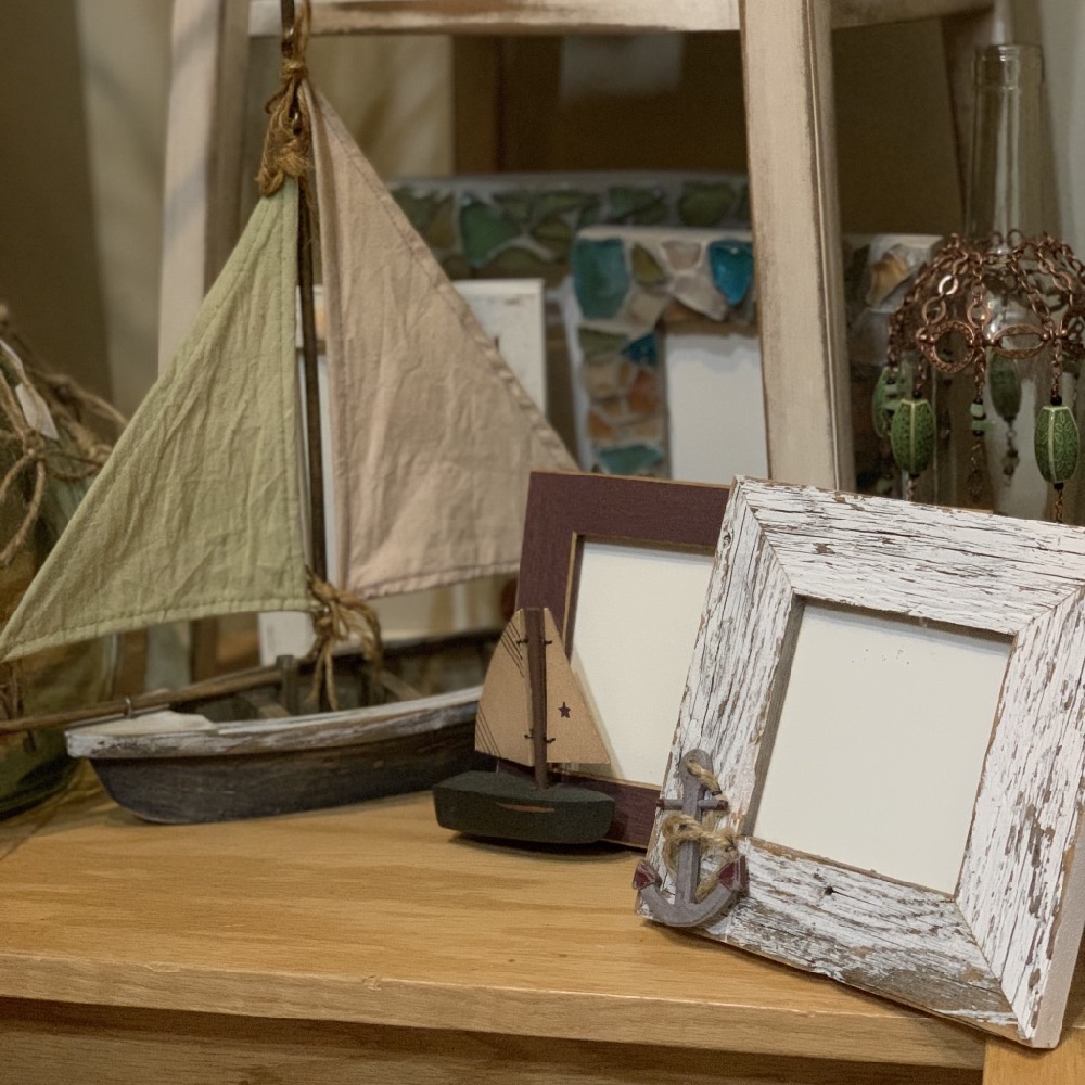 nautical decorations and photo frames