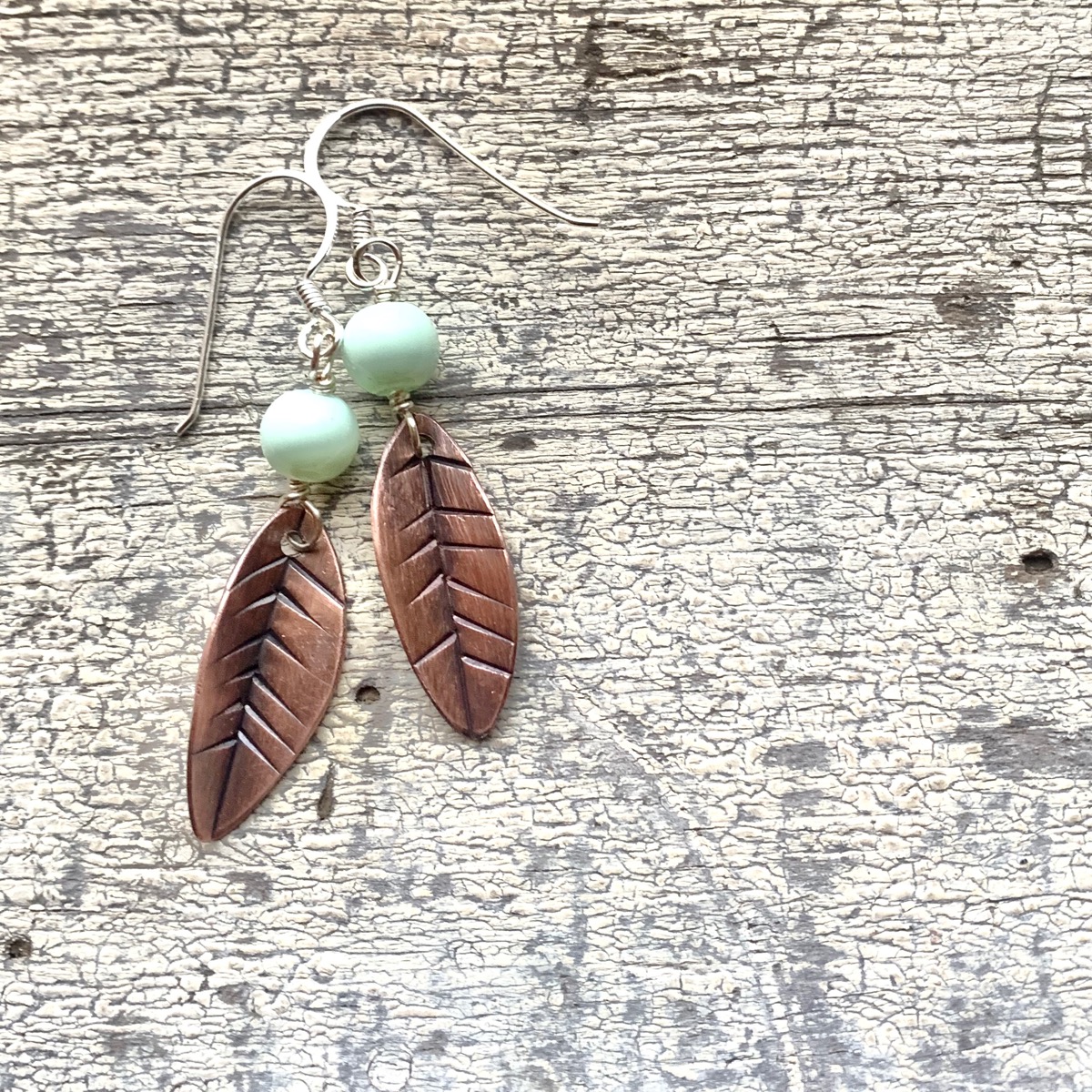 Copper Leaf Earrings by Sincerely Sarah Jewelry