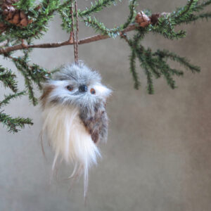 furry feathery natural owl ornament