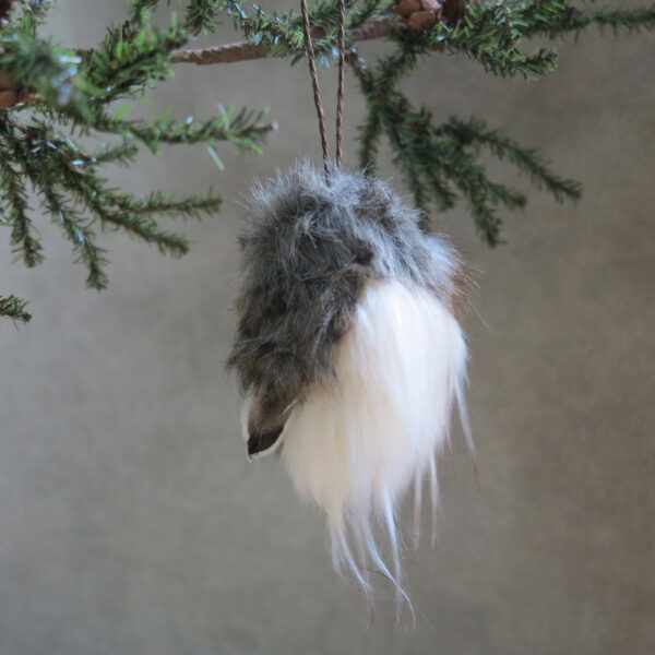 furry feathery natural owl ornament back