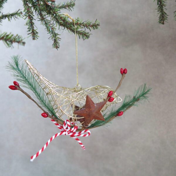gold wire bird ornament by sarah binder