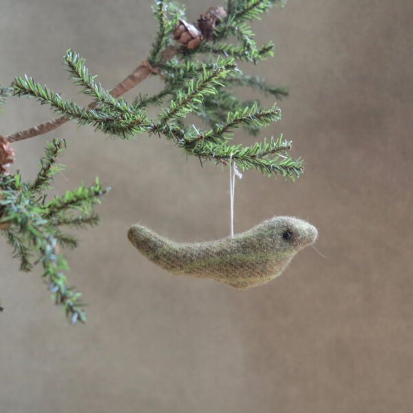 handmade by patrice green wool plaid bird ornament