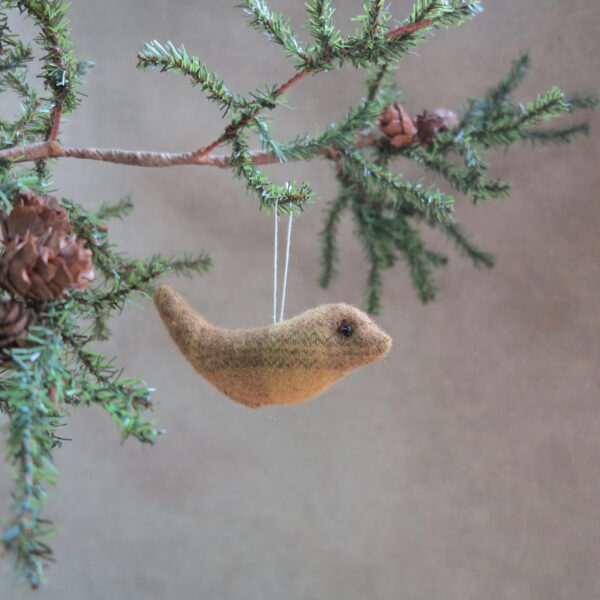 handmade by patrice wool plaid bird ornament