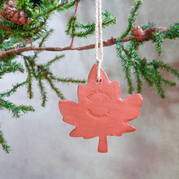maple leaf redware ornament back