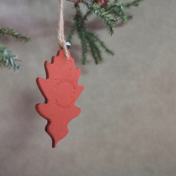 oak leaf redware ornament back