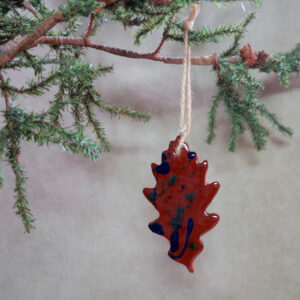oak leaf redware ornament front