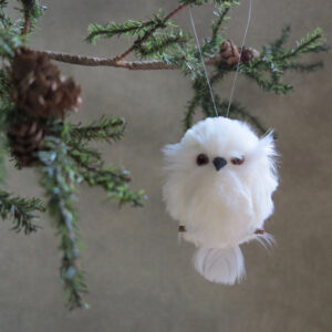 white snowy owl ornament front perch