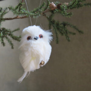 white snowy owl ornament side perch