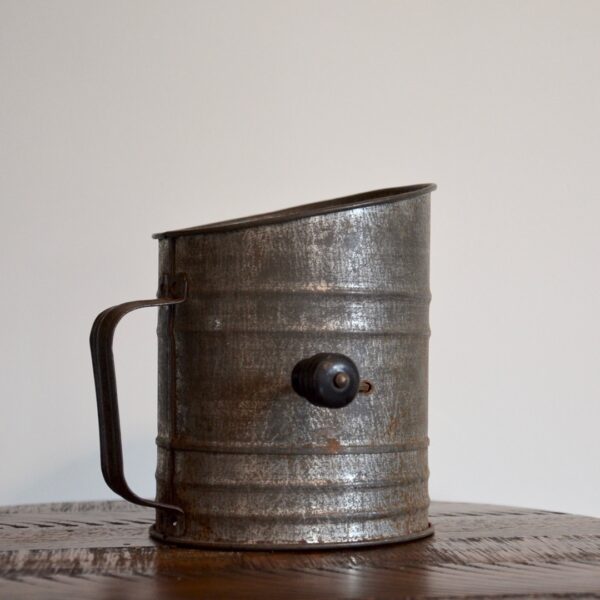 Antique Metal ACME Flour Sifter Side with Handle