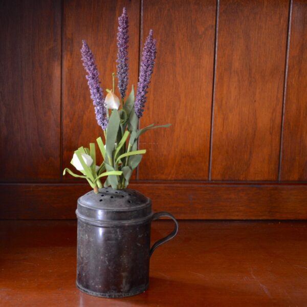 Tin Shaker with Lavender and White Flowers