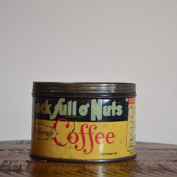 Vintage Chock Full O Nuts Coffee Tin Yellow Green Red Front