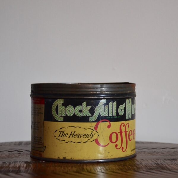 Vintage Chock Full O Nuts Coffee Tin Yellow Green Red Side 2