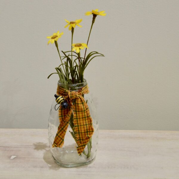 Bee Honey Jar Vase with flowers