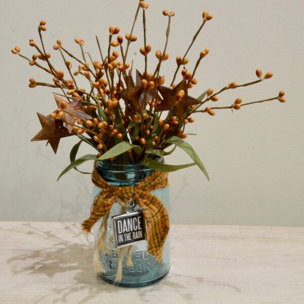 Dance in the Rain Charm Mason Jar Vase pictured with florals not included