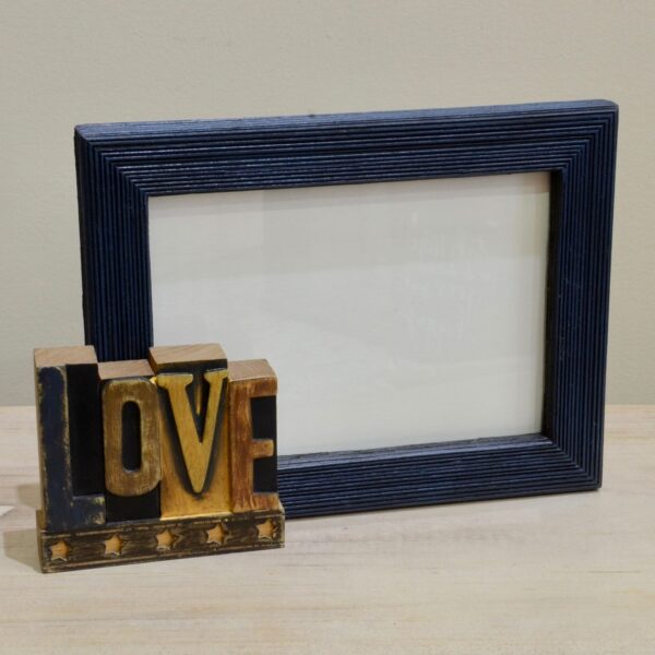 Love Wood Photo Frame Front Blue