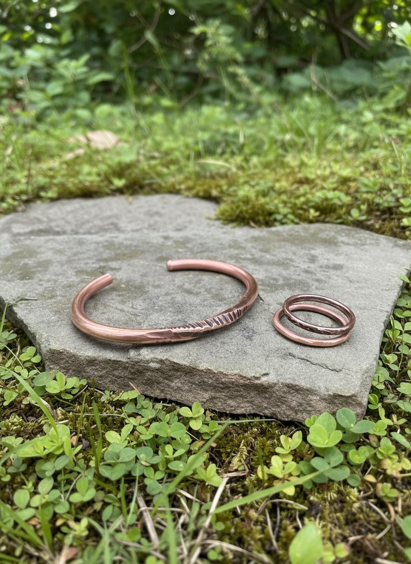 copper stacker rings and twisted cuff
