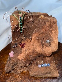 wire wrapped butterly on stone with ed staged with bead color options
