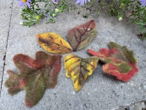 Needle Felted Wool Leaves