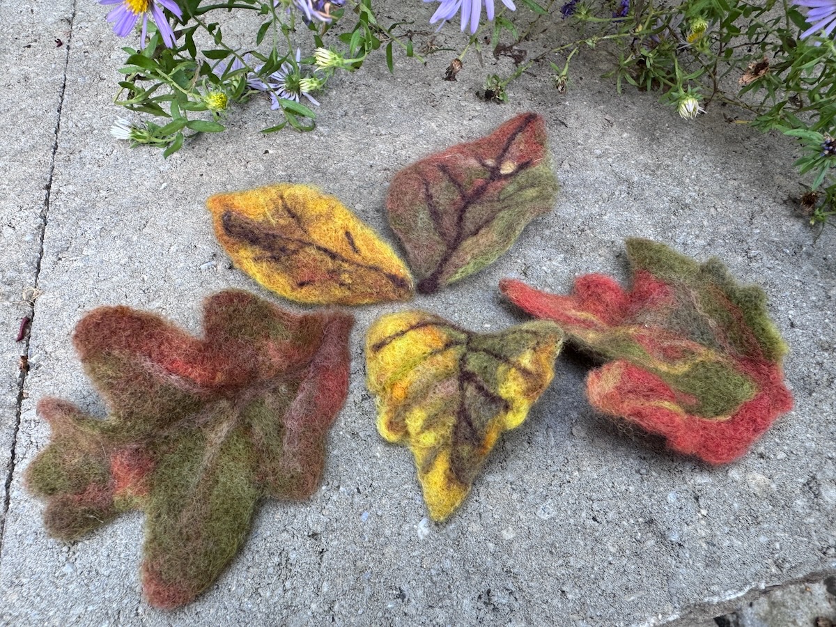 Needle Felted Wool Leaves